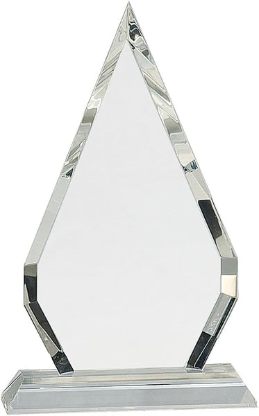 10 1/2 inch Laser Engraved Crystal Diamond on Clear Pedestal Base - Custom Print Area