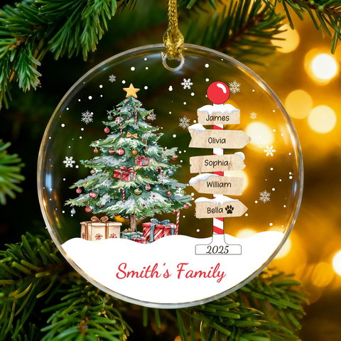 Christmas Custom Family Name  Ornament